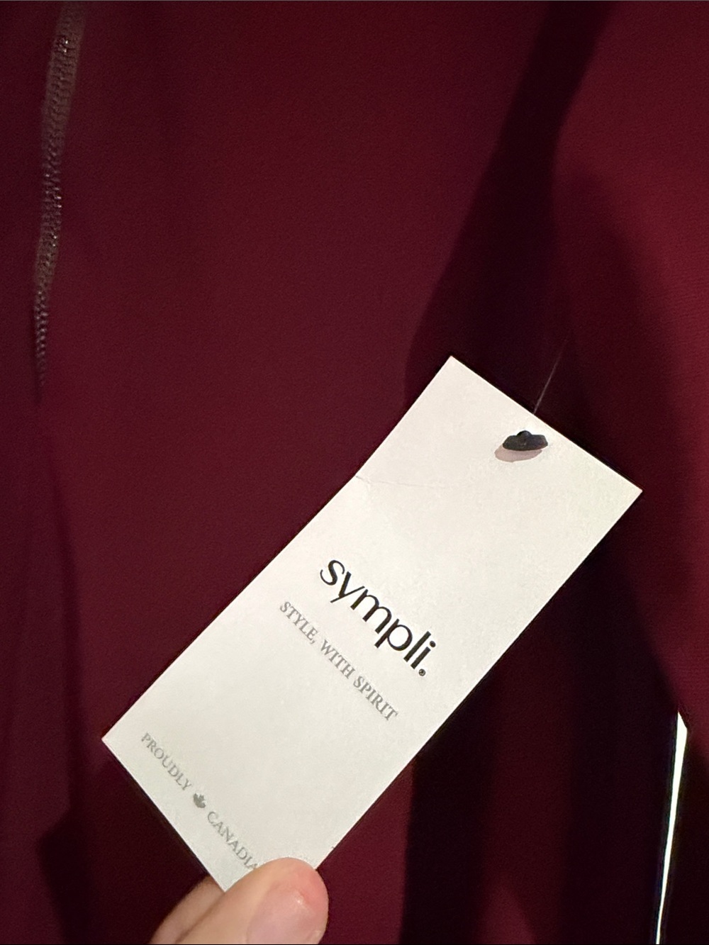 Sympli Wine Red Zip-Front Long Sleeve Tee - Picture 4 of 5